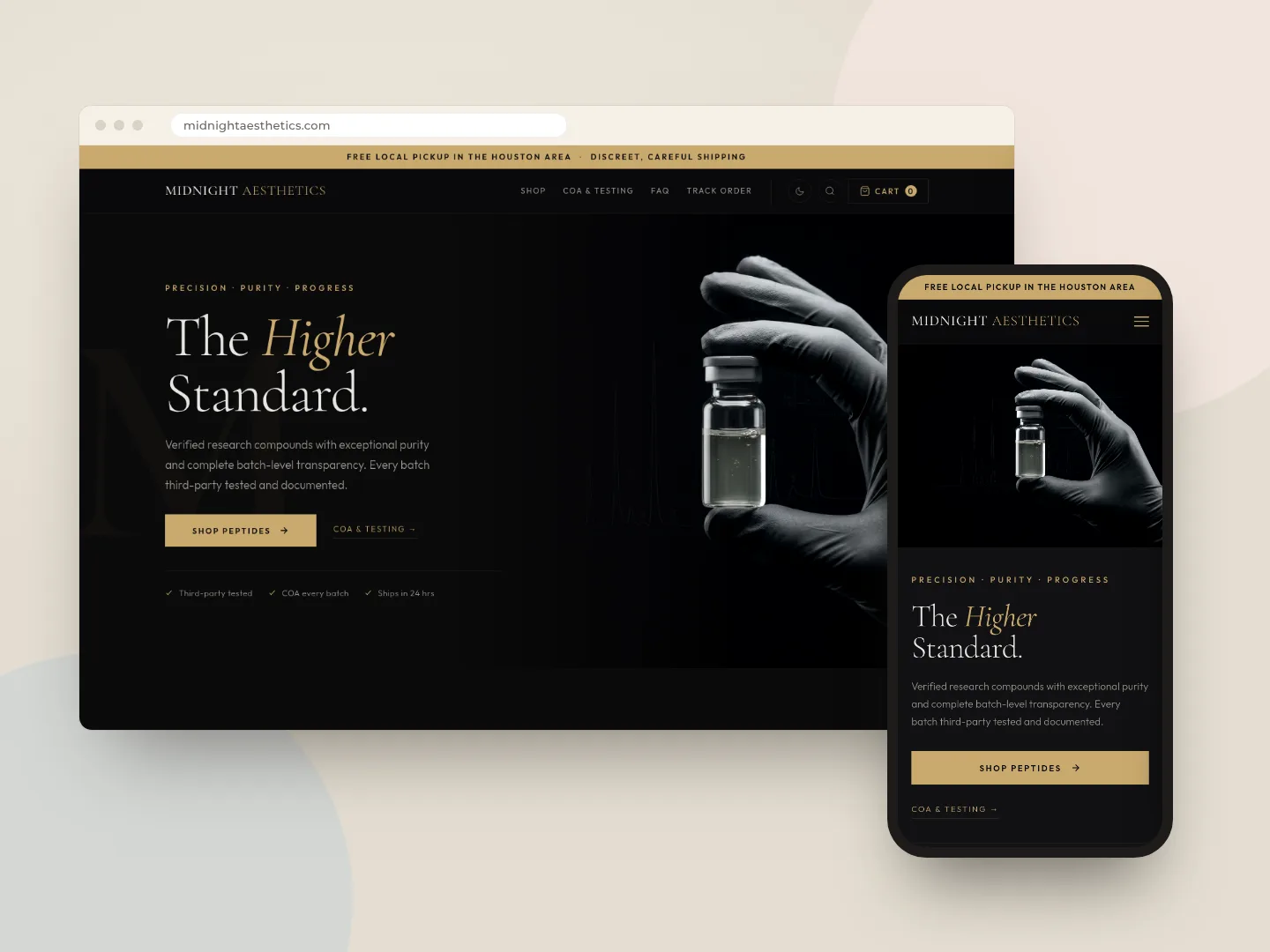 The Midnight Aesthetics website on a laptop and a phone
